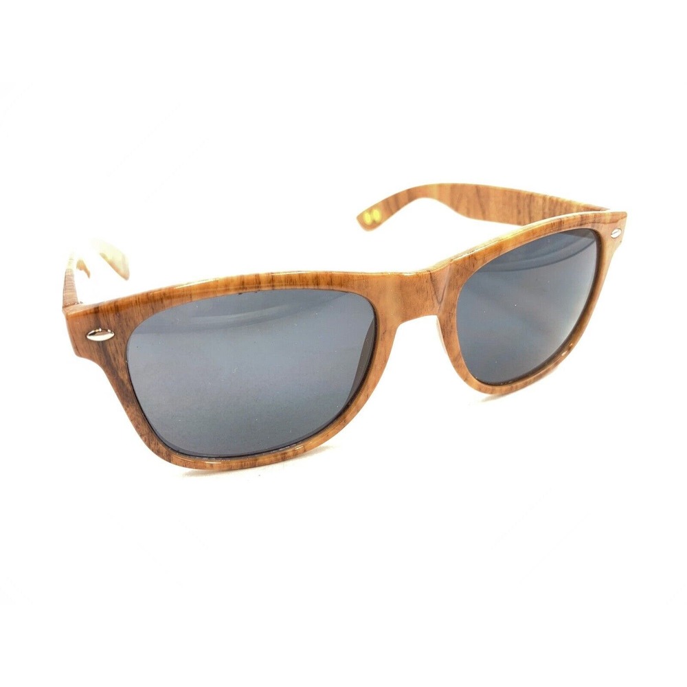 Lemon Lemon Woodgrain Brown Square Sunglasses Gray Lens 140 Designer Men Women